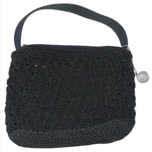 KATHY IRELAND SMALL BLACK CELTIC WEAVE SHOULDER BAG